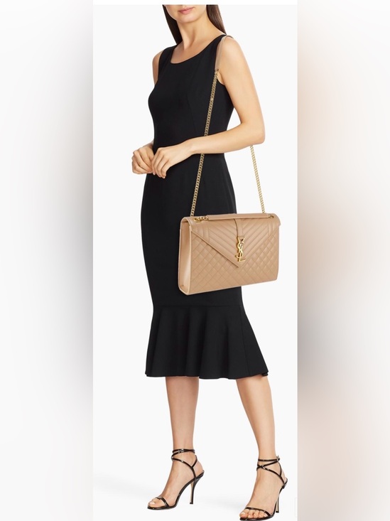 Yves Saint Laurent Handbags - Yves Saint Laurent Large Envelope Quilted Shoulder Bag in Dark Beige
